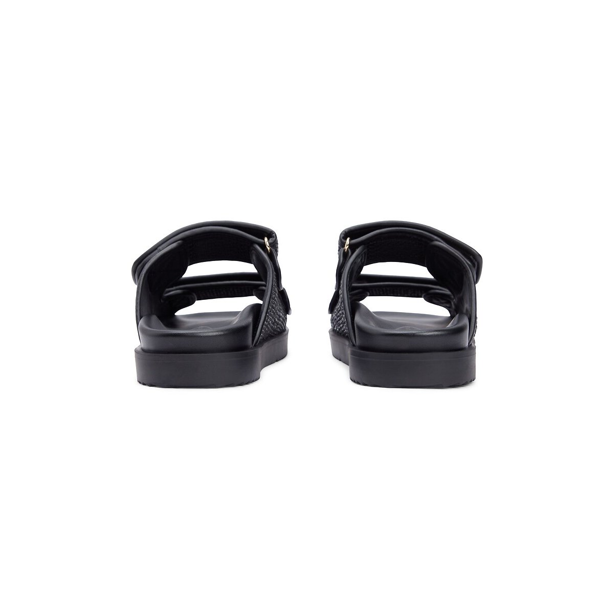 Mules double strap en raphia noir, TOMMY HILFIGER