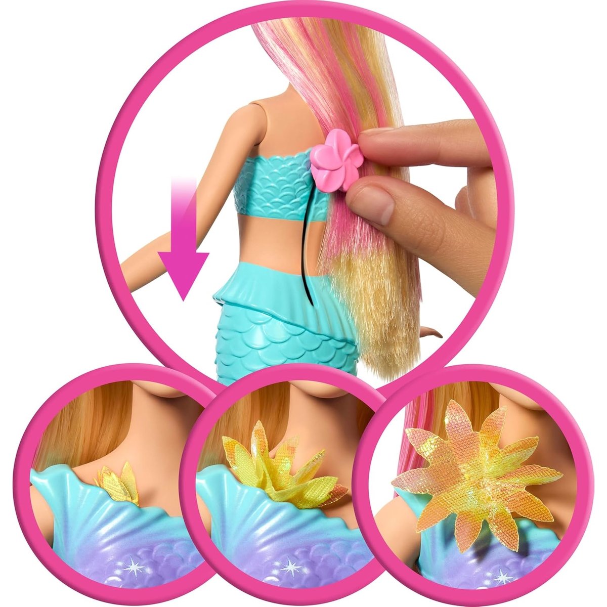 Poupée Barbie sirène - Fleur Magique multicolore, MATTEL