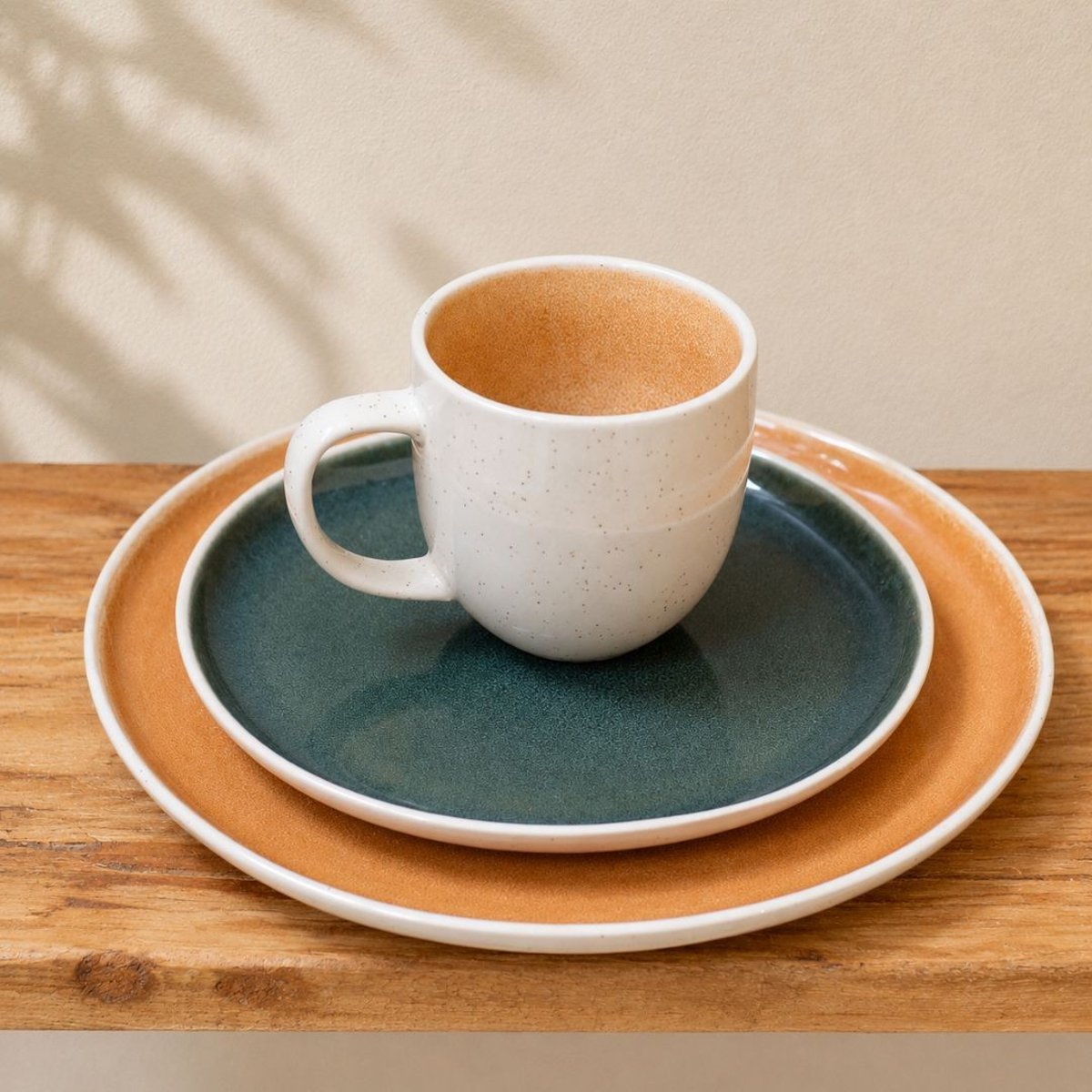 Lot de 6 grandes assiettes, CORALIA vert, ARTIME