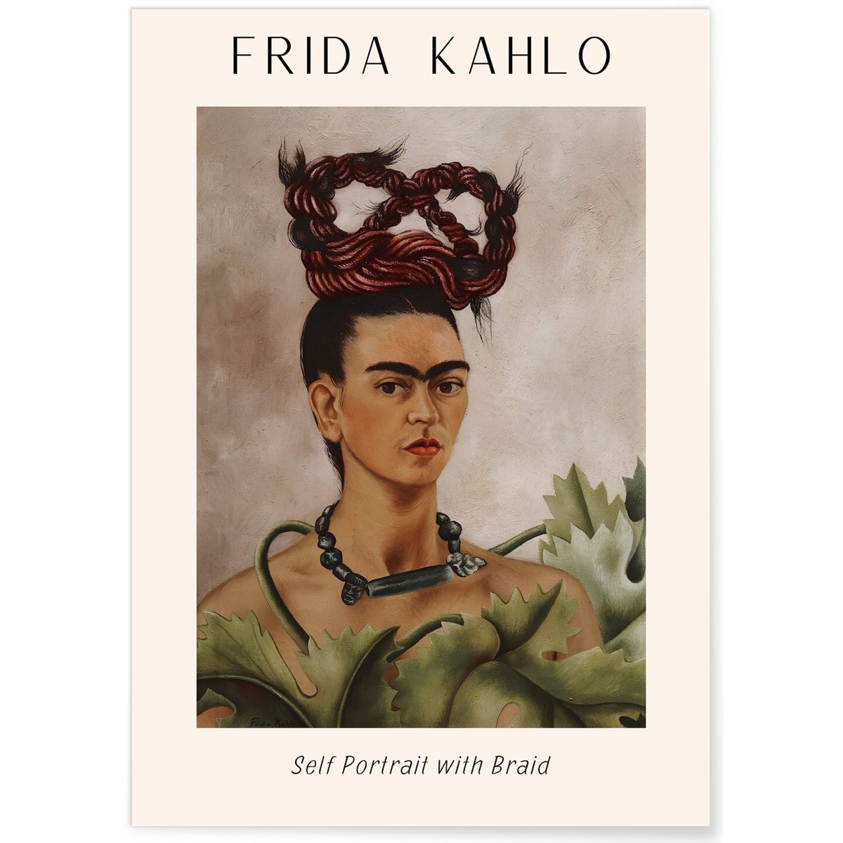 Affiche Frida Kahlo « Self Portrait with Braid » blanc, L'AFFICHERIE