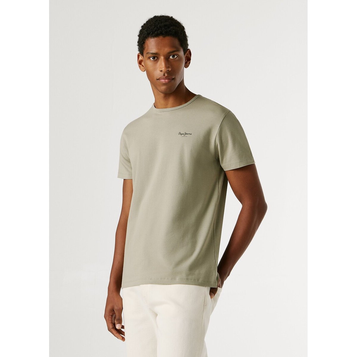 Original Basic T-Shirt with Short Sleeves sage green, PEPE JEANS