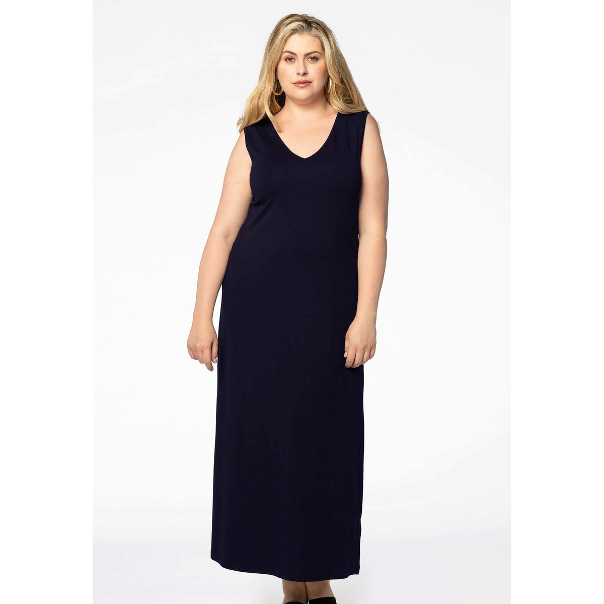 Robe maxi avec v-cou marine, YOEK
