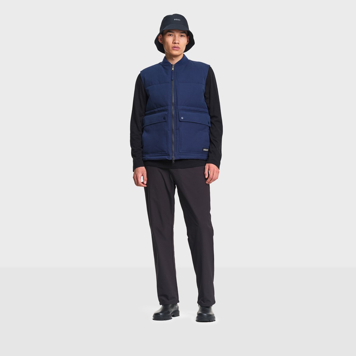 Gilet matelassé imperméable poches cargo REPREVE bleu marine, AIGLE