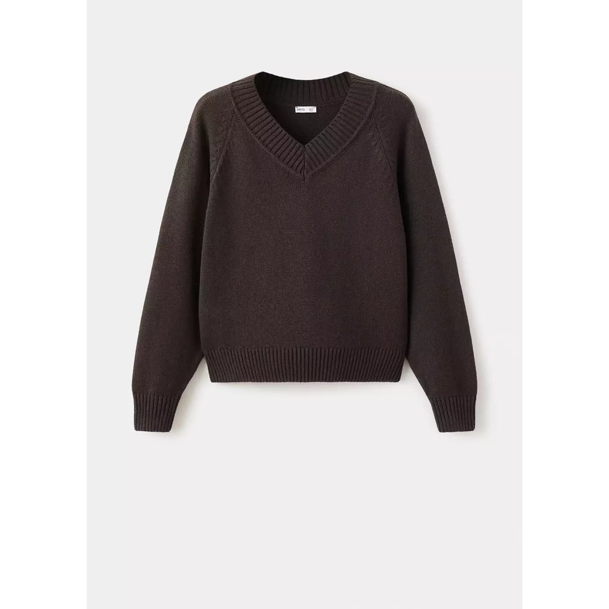 Pull-over maille col en V marron, MANGO TEEN