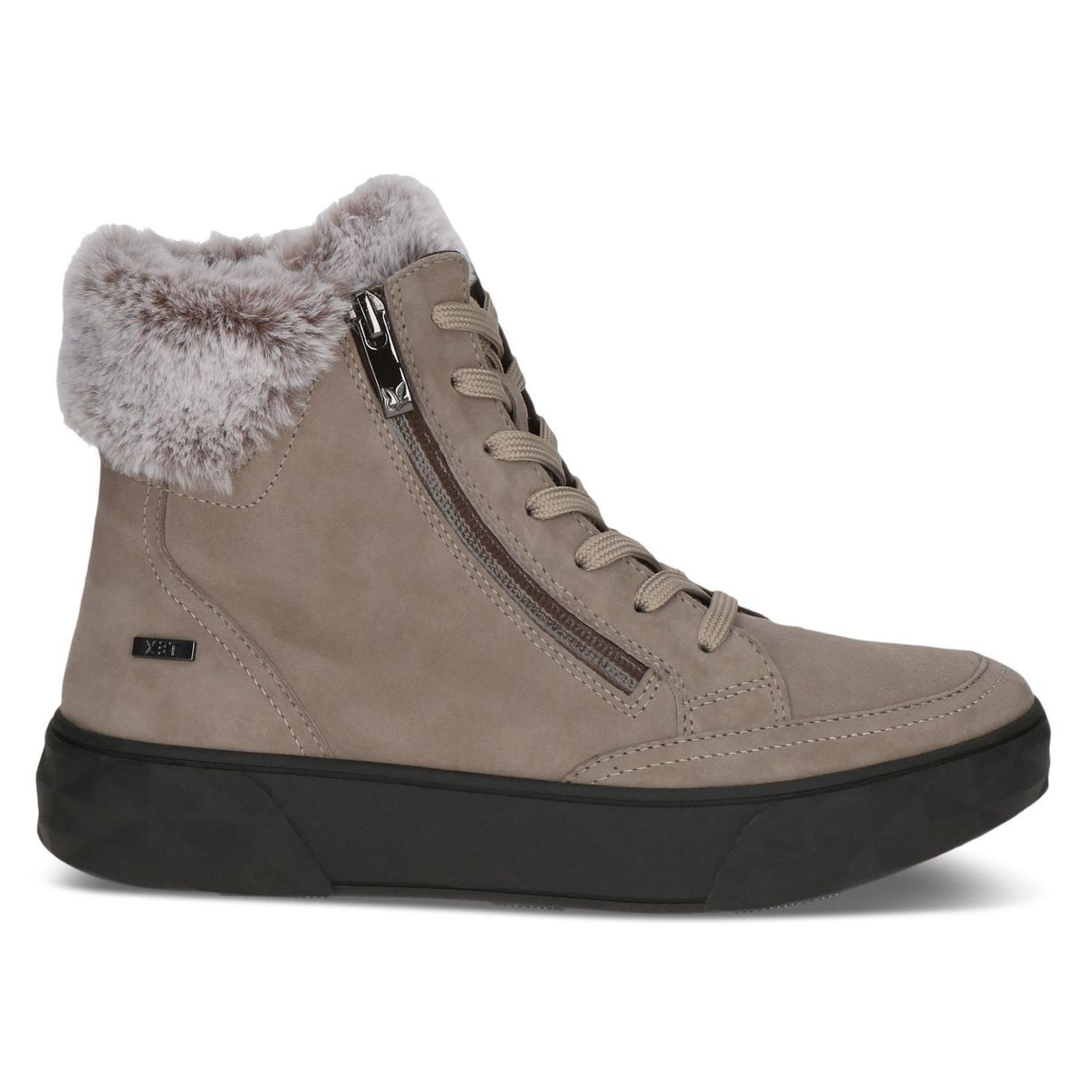 Bottine fourée marron taupe métallique combiné, CAPRICE