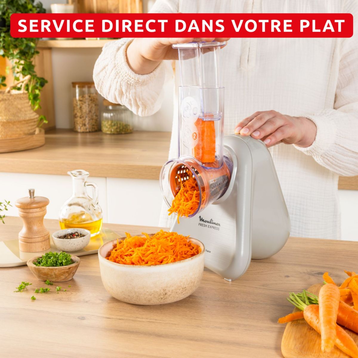 Rapeur trancheur électrique Fresh Express DK853BE0 couleur unique, MOULINEX