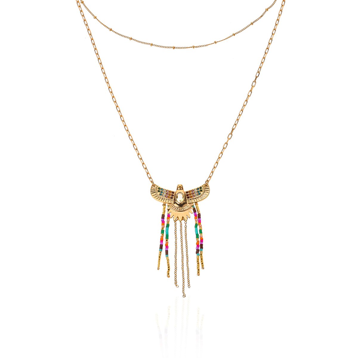 Collier chaîne multirang avec pendentif central et perles JOAO multicolore, HIPANEMA