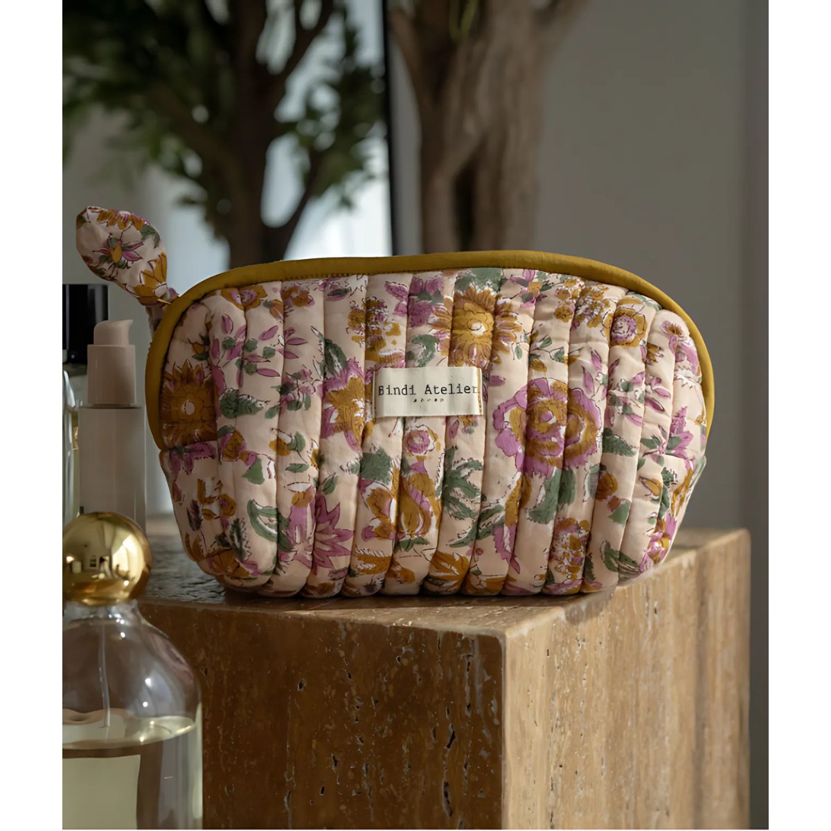 Trousse maquillage imprimée GOA rose sorbet, BINDI ATELIER