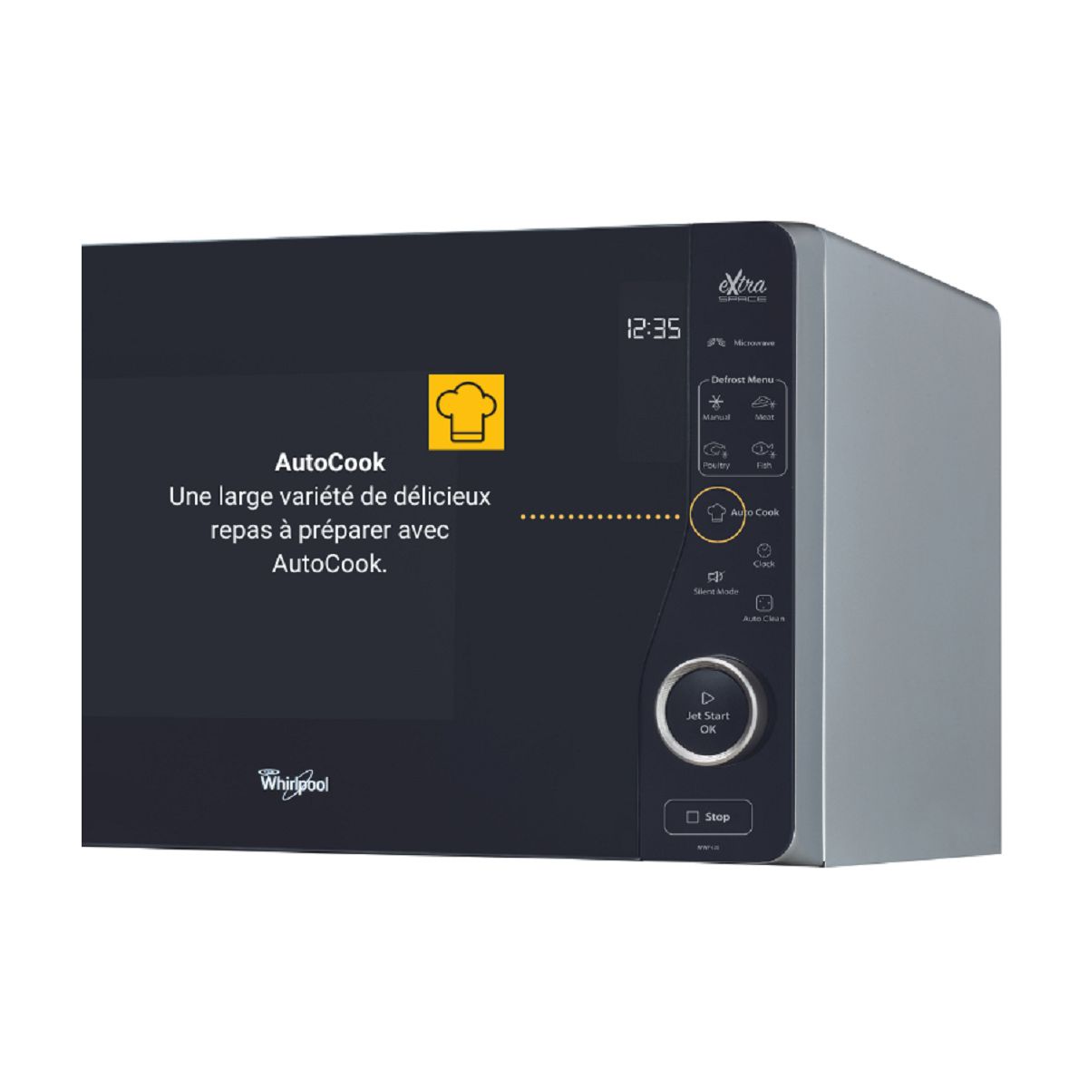 Micro ondes MWF420SL extraspace silver, WHIRLPOOL