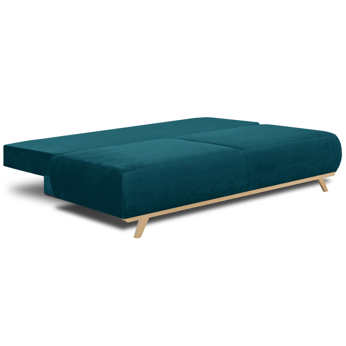 Canapé convertible 3 places en velours - LARIA bleu canard, HOMIFAB