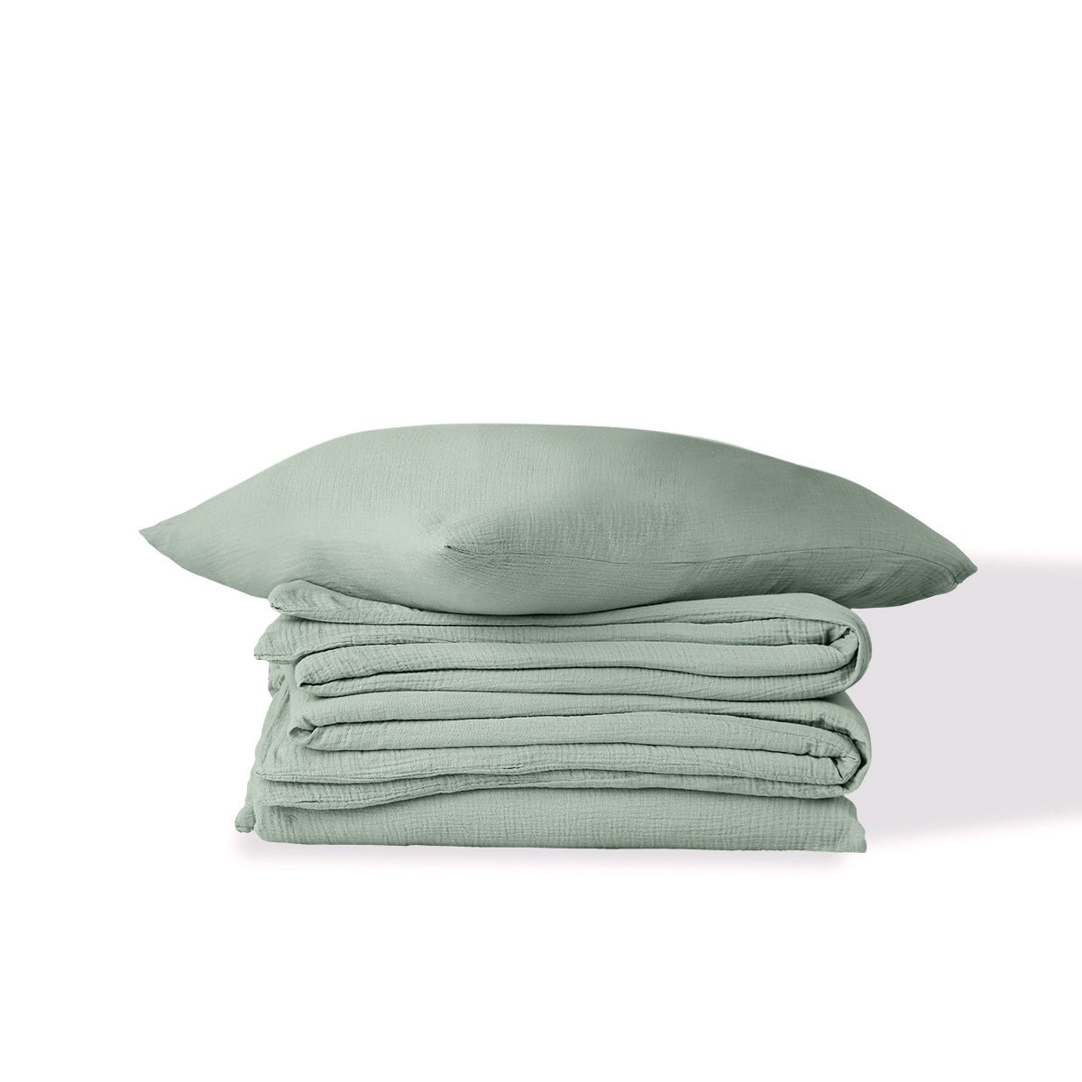 Parure + taies 65x65 gaze de coton ALMA Made in Europe vert céladon, FEBRONIE