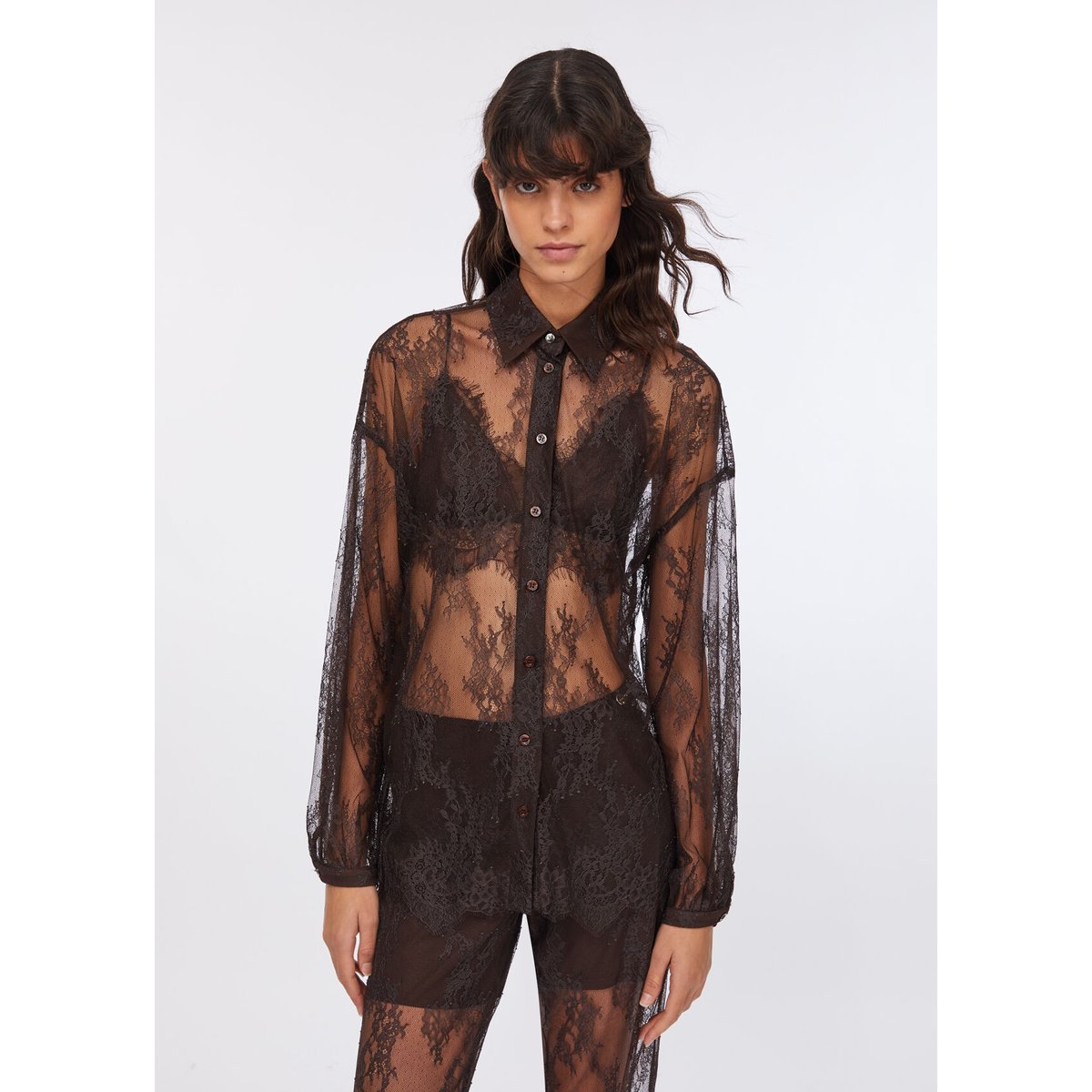 Chemise en dentelle marron foncé, LIU JO