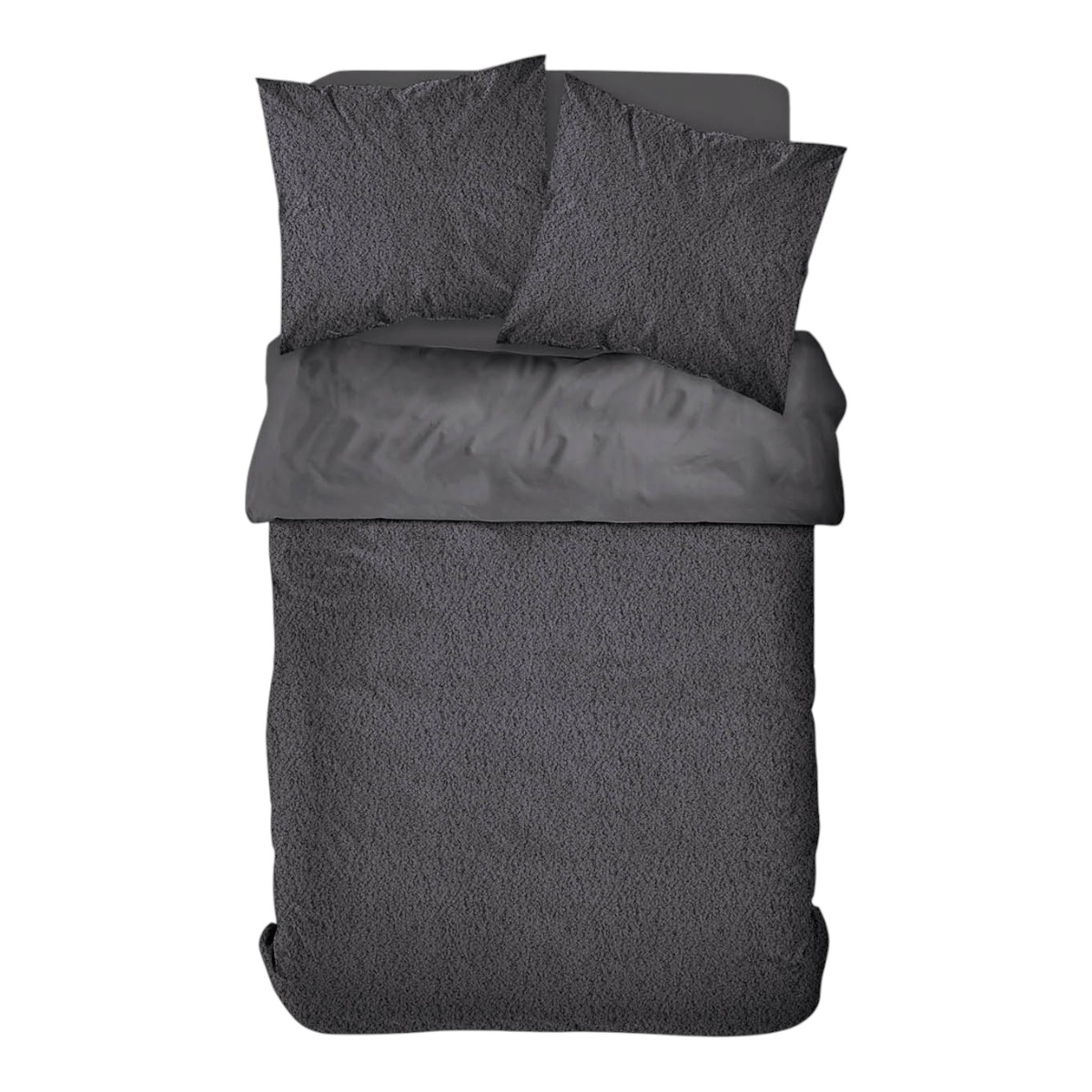 Parure de lit polaire teddy BIEN AU CHAUD gris anthracite, TODAY