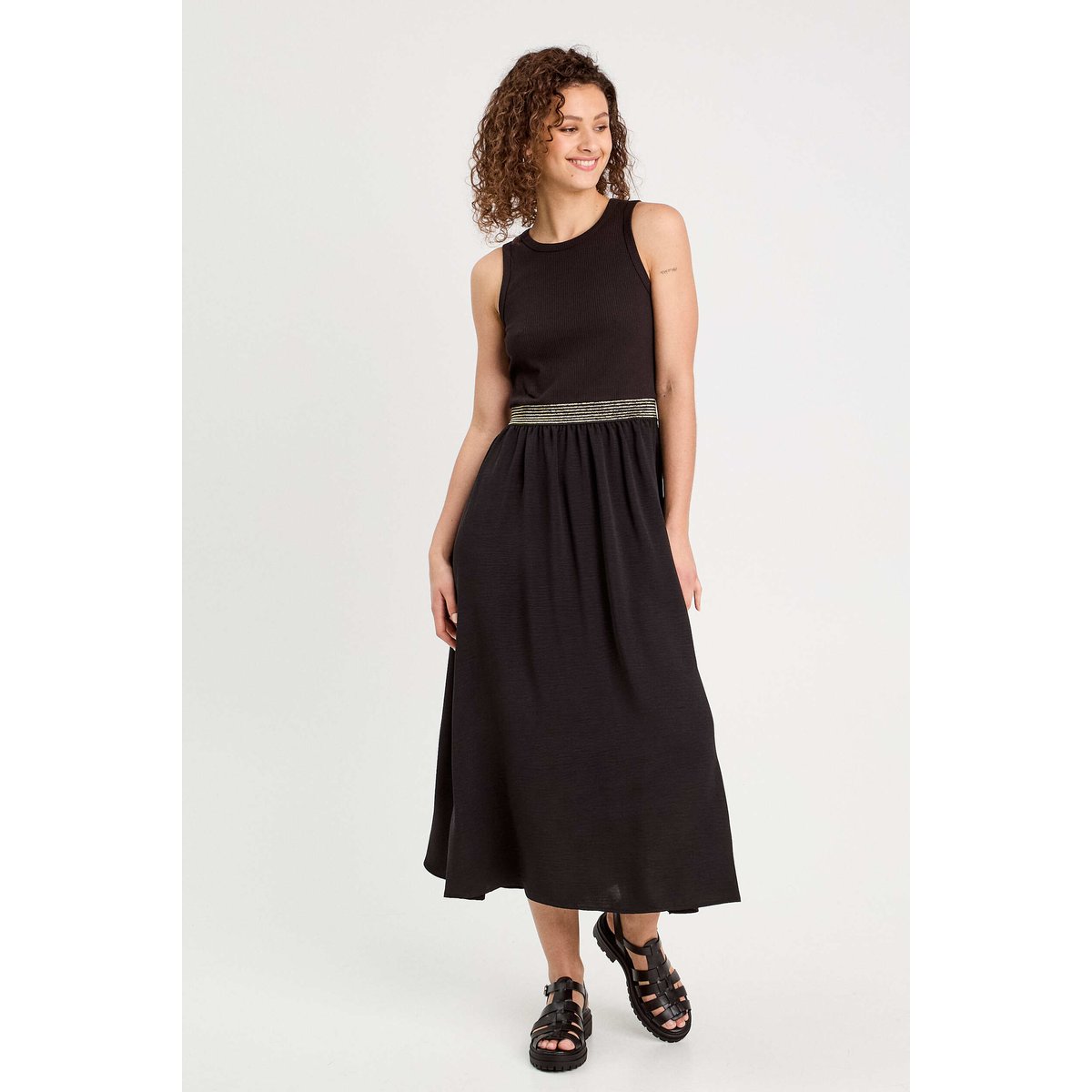 Robe longue effet 2-en-1 noir, CACHE CACHE