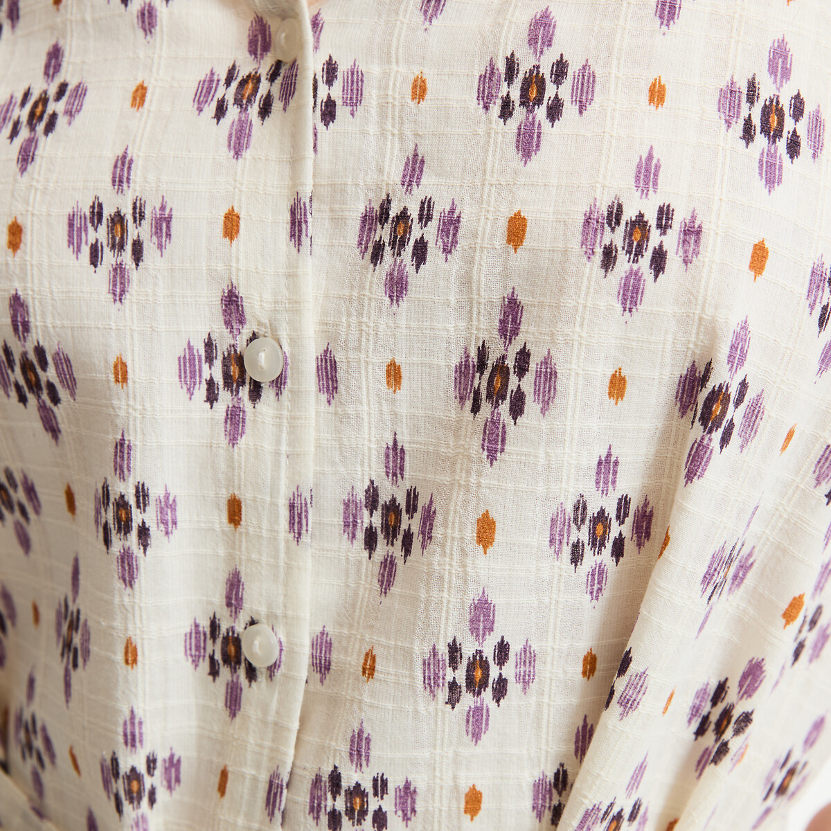 Robe à fines bretelles col V midi imprimée imprimé mauve, LA REDOUTE COLLECTIONS