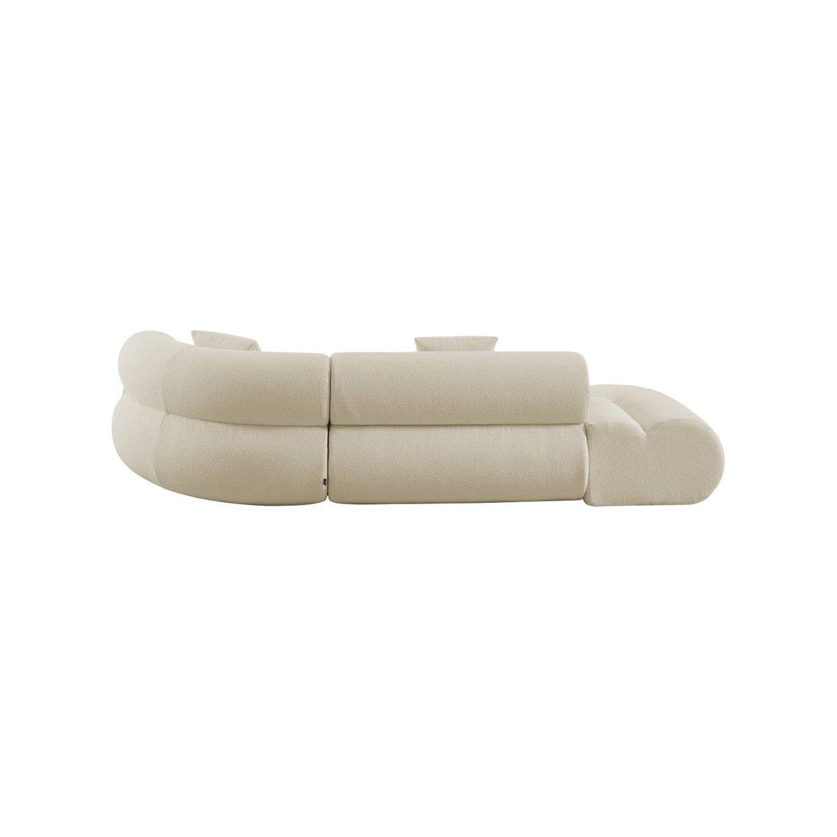 Canapé d'angle droit organique 3 places bouclette texturée ICONIK blanc, SWEEEK