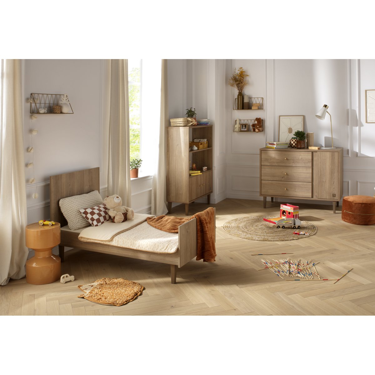 Lit évolutif - Little Big Bed décor imitation bois marron, SAUTHON