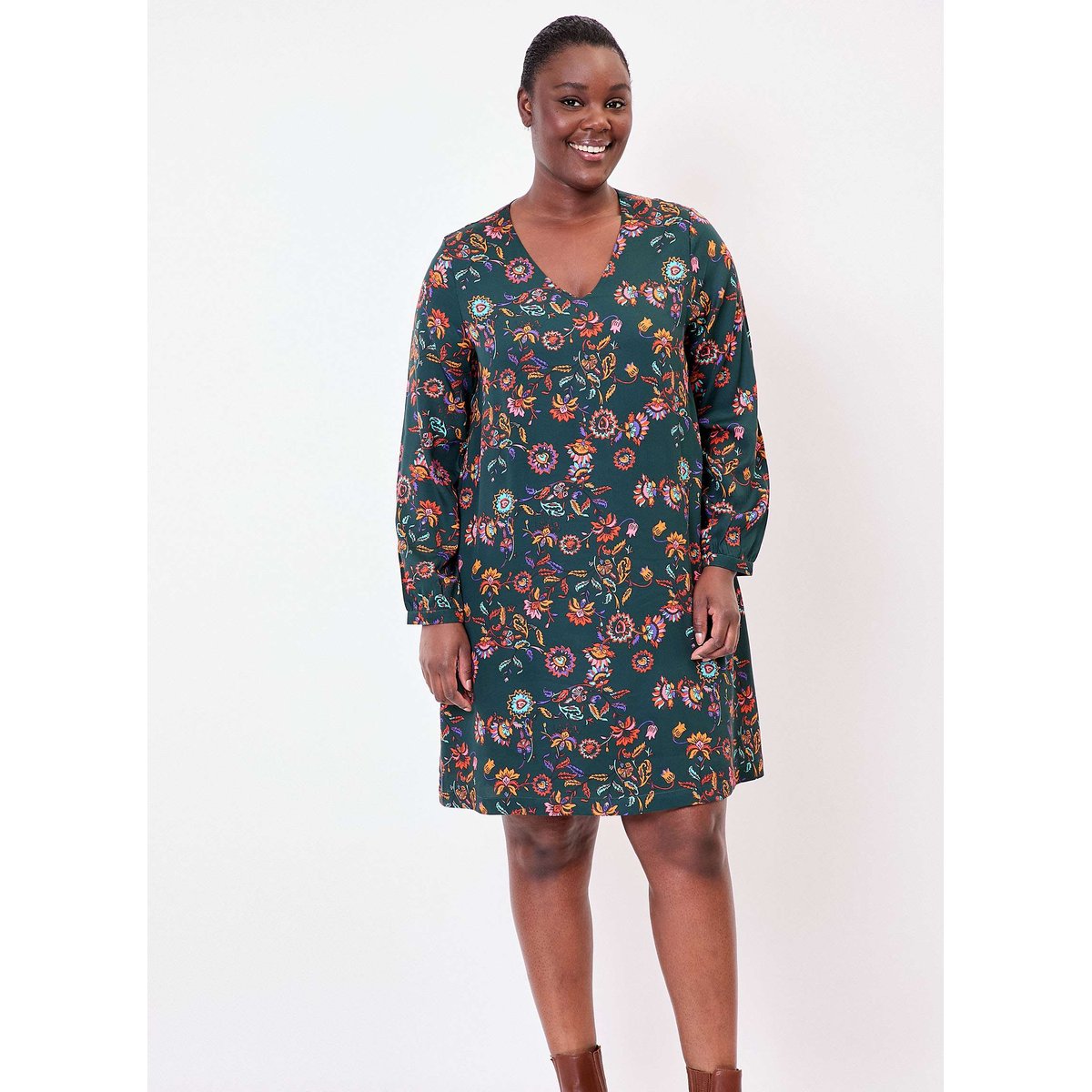 Robe fluide évasée NOEMIE vert forêt, LA FIANCÉE