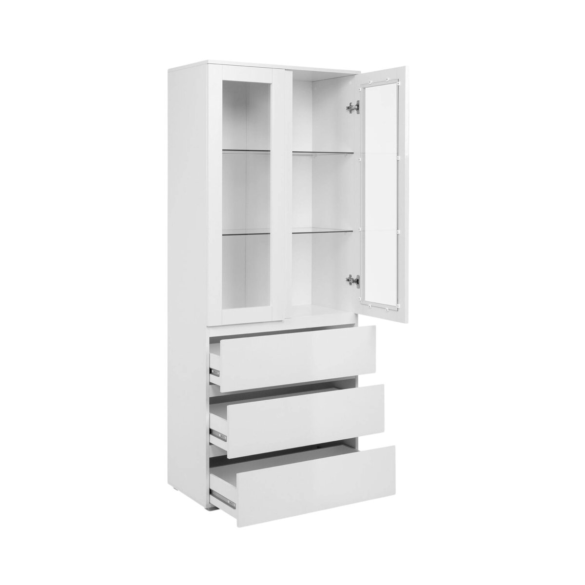 Vaisselier vitrine blanc moderne 2 portes 3 tiroirs ALVA blanc, PIER IMPORT