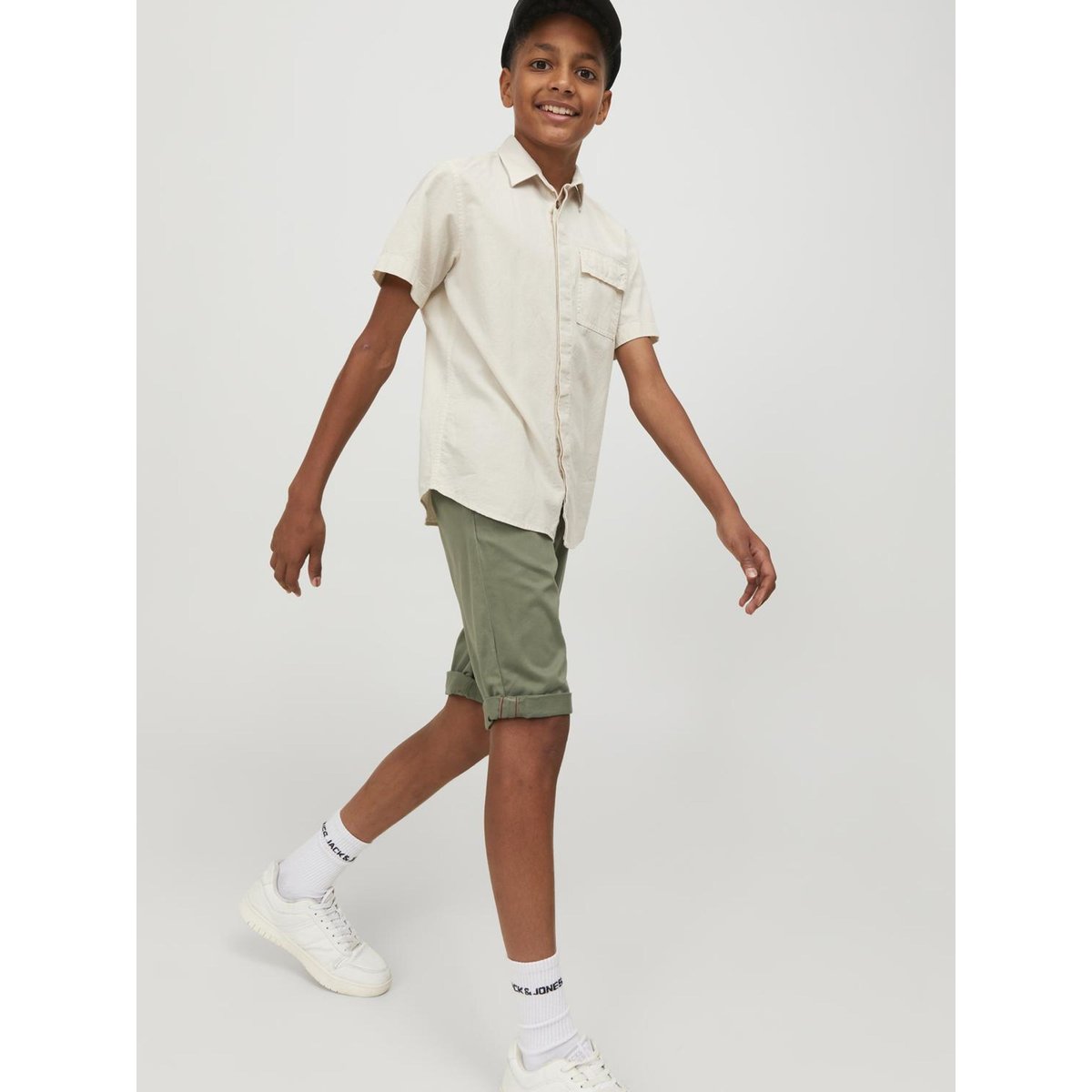 Short chino 10 - 16 ans deep lichen green, JACK & JONES JUNIOR