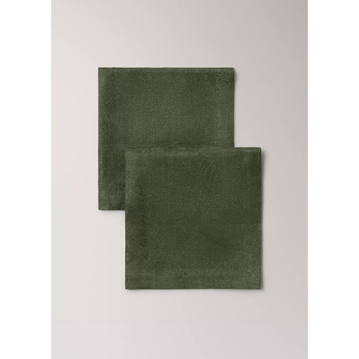 Serviettes de table en lin jacquard floral vert, MANGO HOME