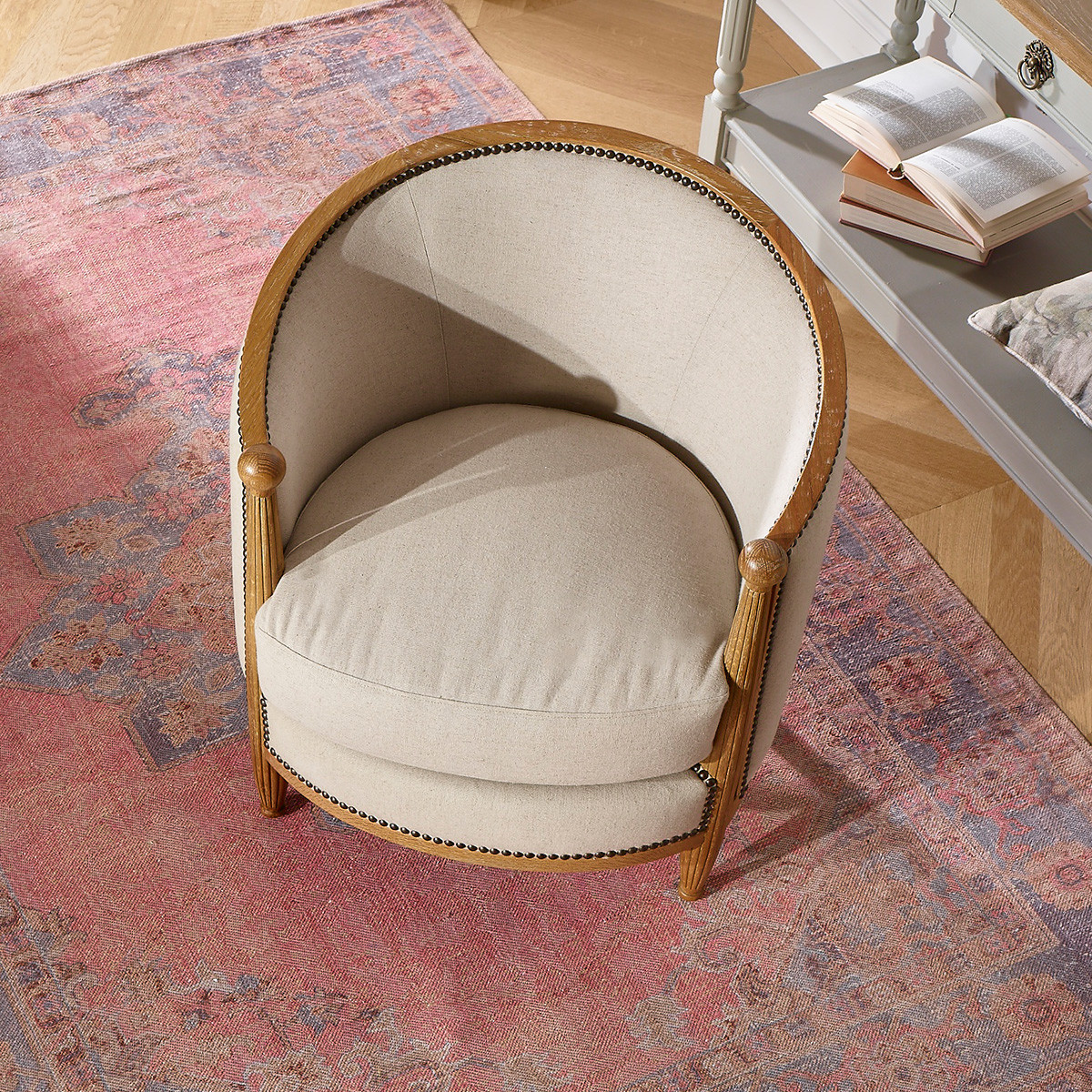 Fauteuil en chêne massif et lin CAROLE ficelle, ROBIN DES BOIS