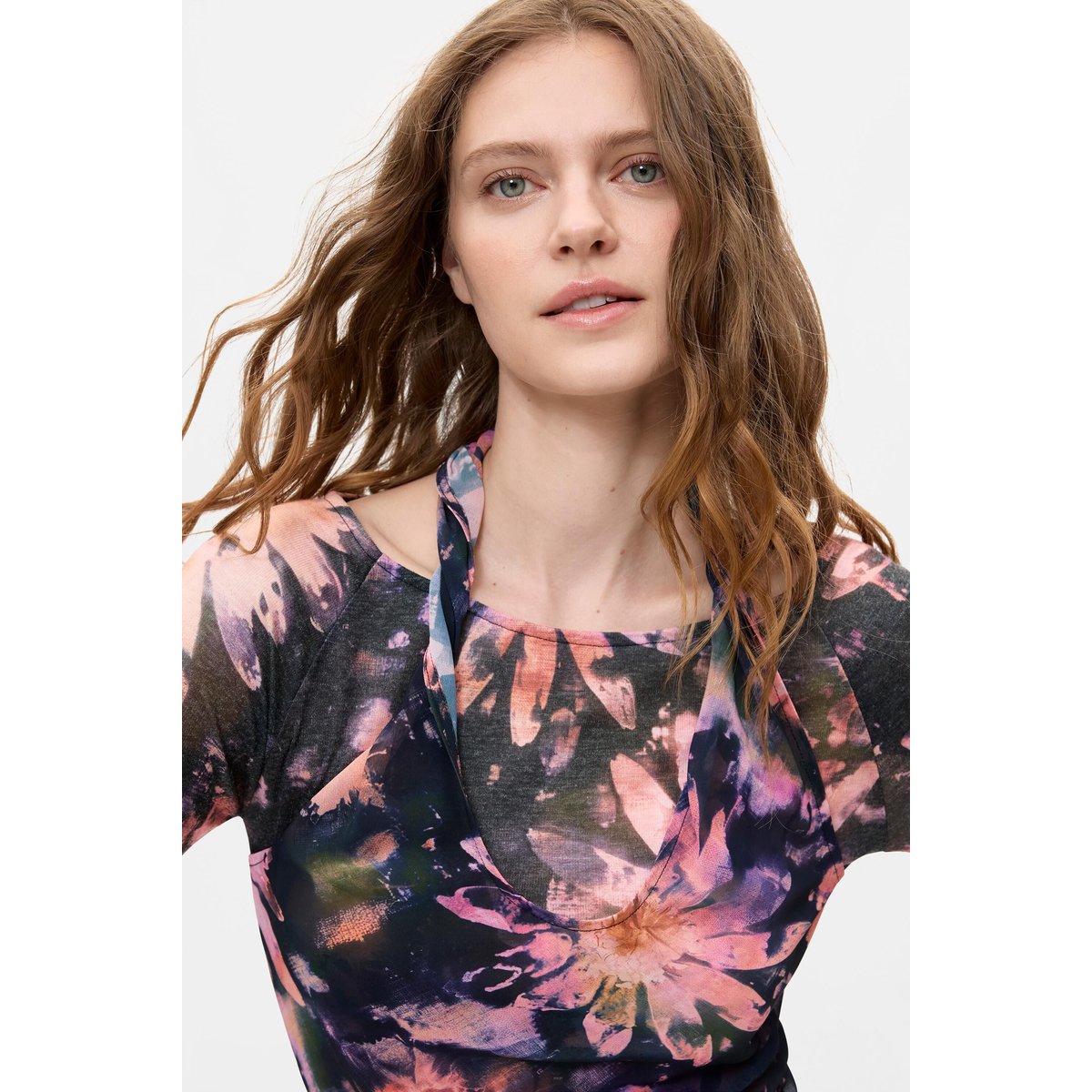 Blouse imprimée à manches longues bleu, DESIGUAL