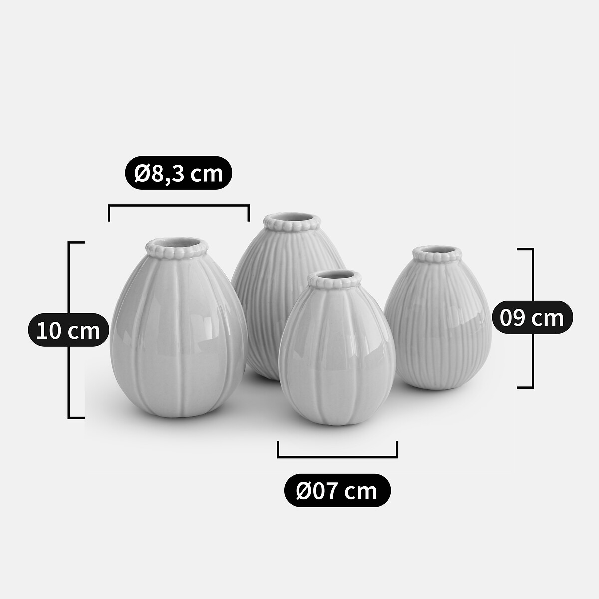 Lot de 4 vases en porcelaine, AQUORA turquoise, LA REDOUTE INTERIEURS