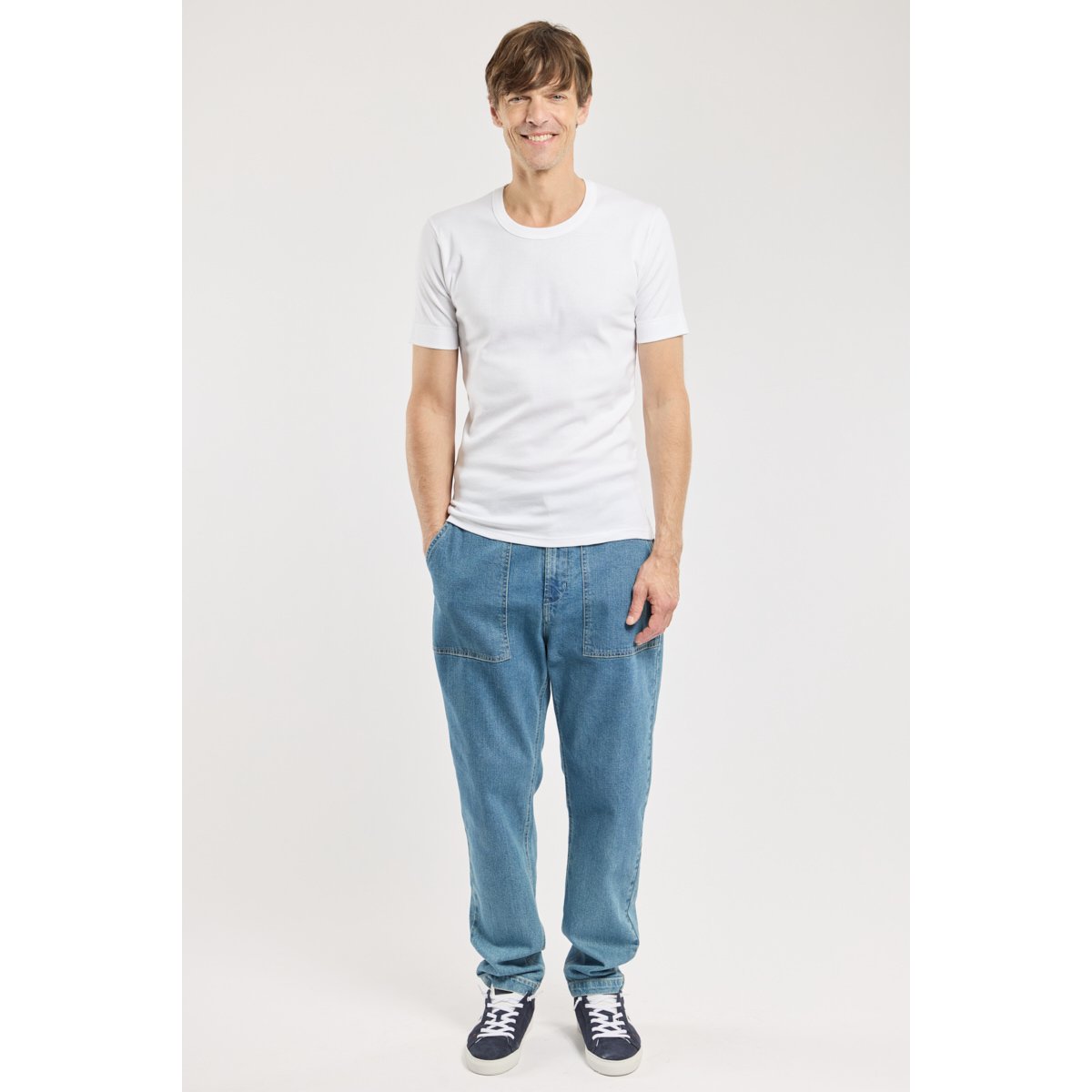 T-shirt col ras du cou en coton blanc, ARMOR-LUX