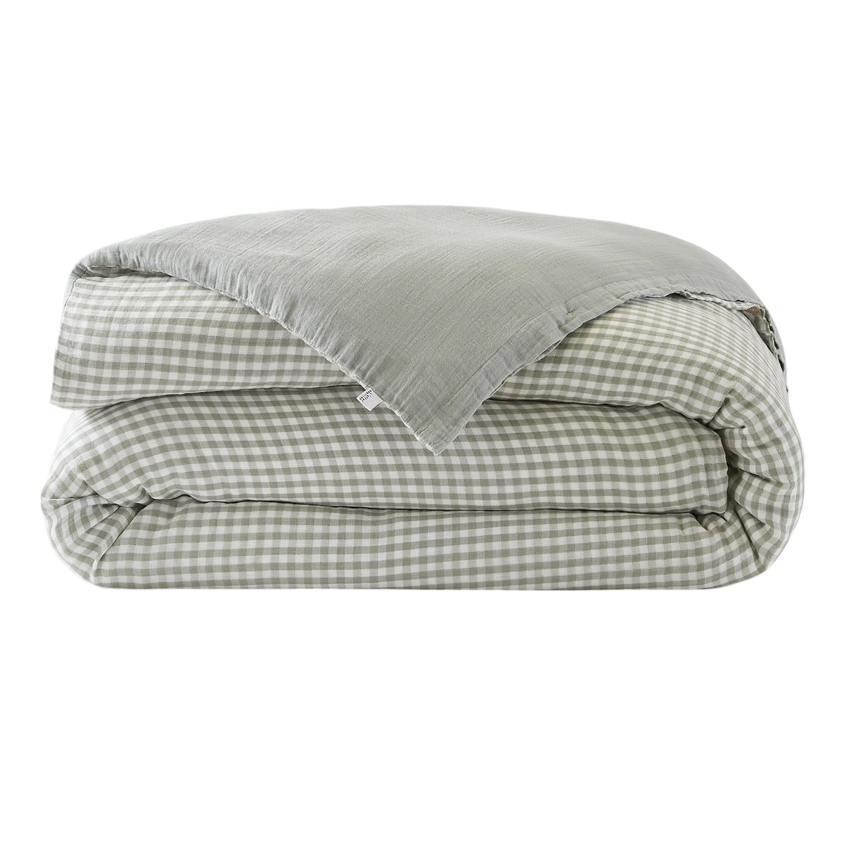 Housse de couette réversible en gaze de coton  Modèle VICKIE eucalyptus, EDEN