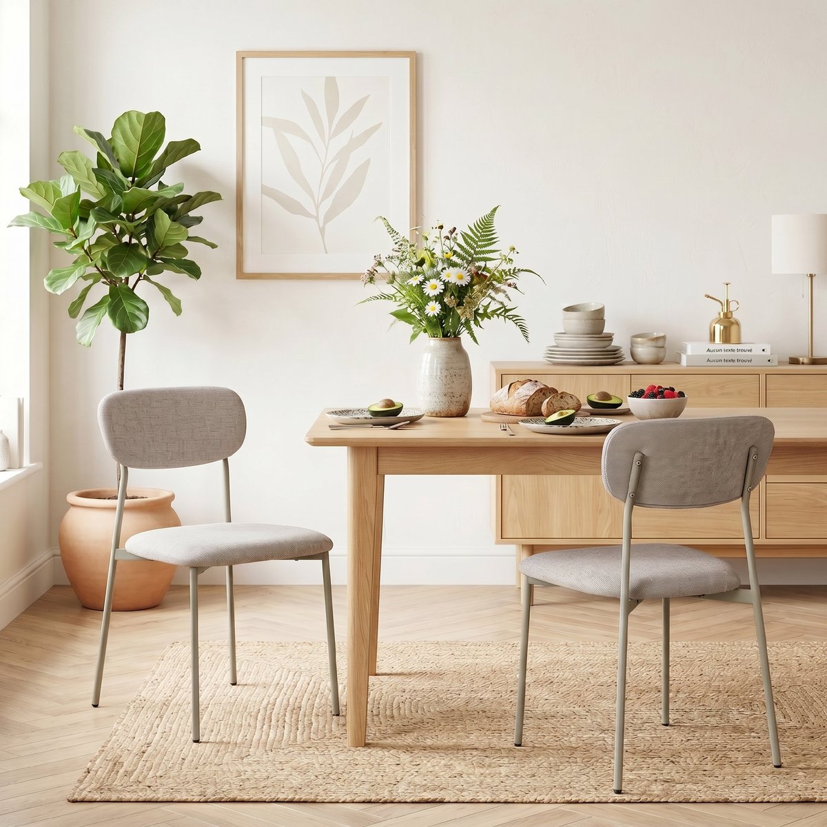 Chaise de salle à manger Tissu effet lin (100 marron clair, HOMCOM