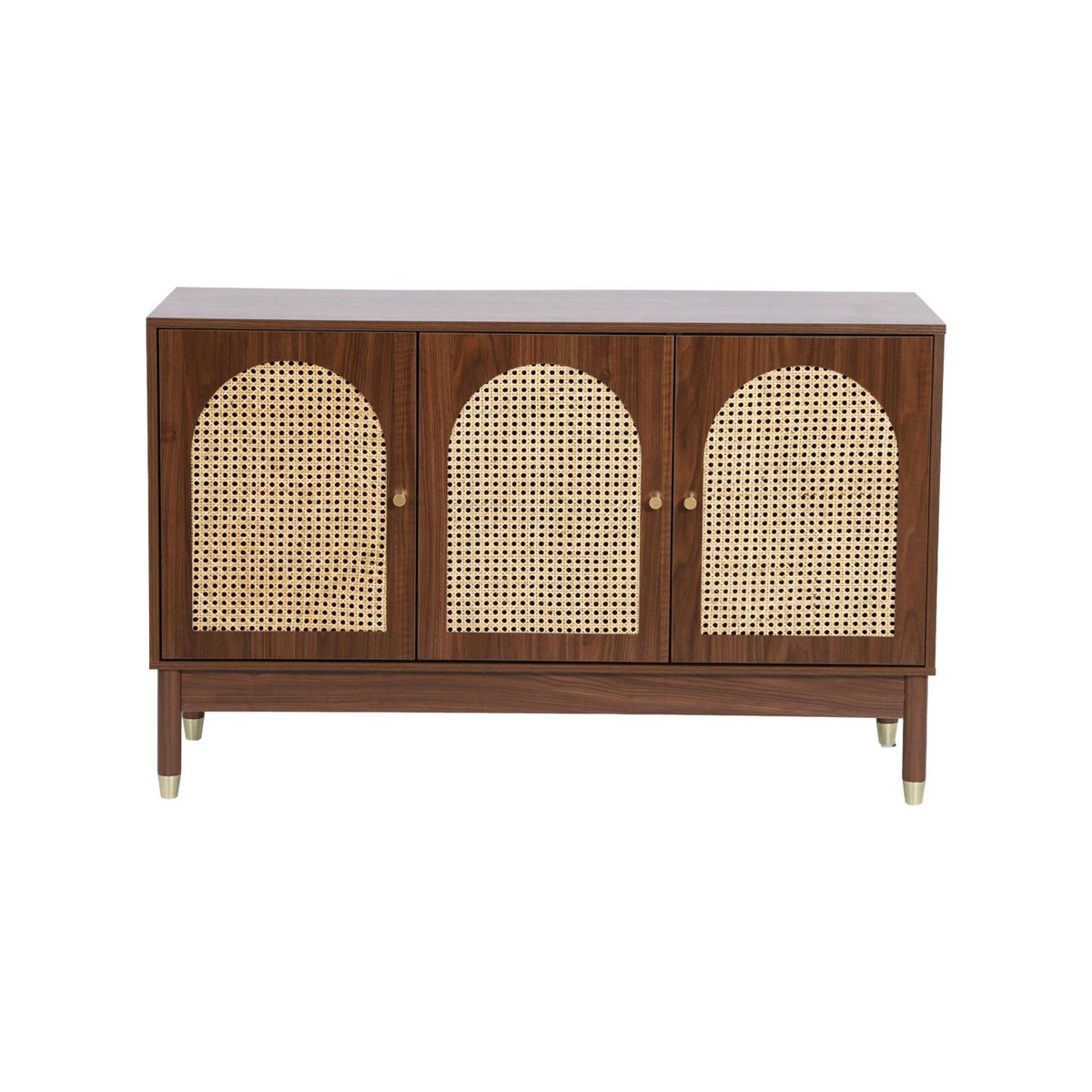 Buffet décor bois et cannage 3 portes 120cm JUDITH naturel, SWEEEK