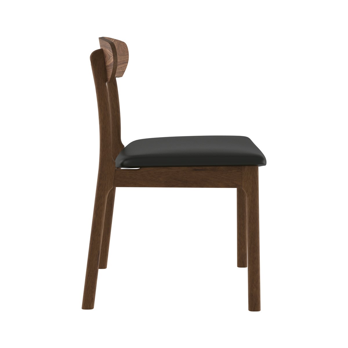 Lot de 2 chaises en cuir synthétique - LANA noir et bois foncé, MAISON PAVANE