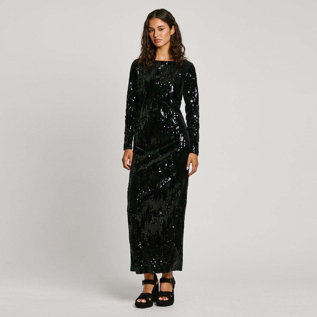 Robe Longue À Sequins noir, PEPE JEANS