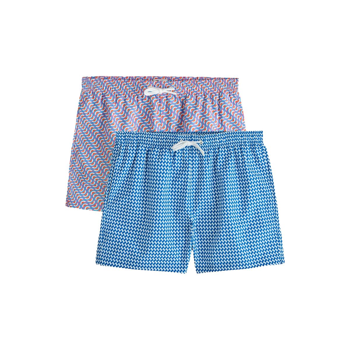 Short de bain géométrique 5 pouces, lot 2 rouge et bleu, NEXT