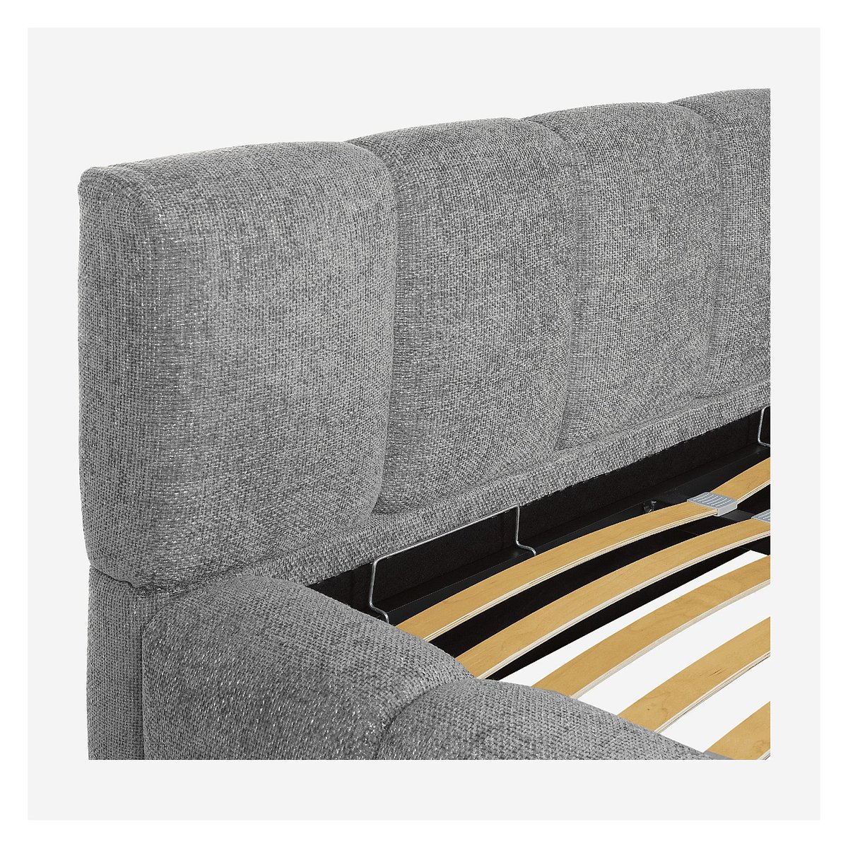 Lit coffre en tissu chenille SETANA gris, HABITAT