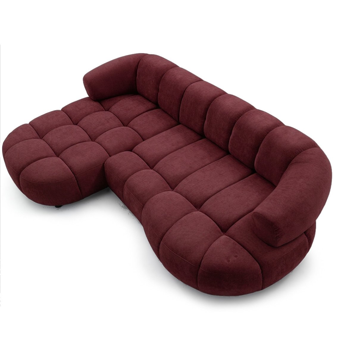 Canapé d'angle convertible 3 places en tissu lisse, LOVELY rouge, BOBOCHIC