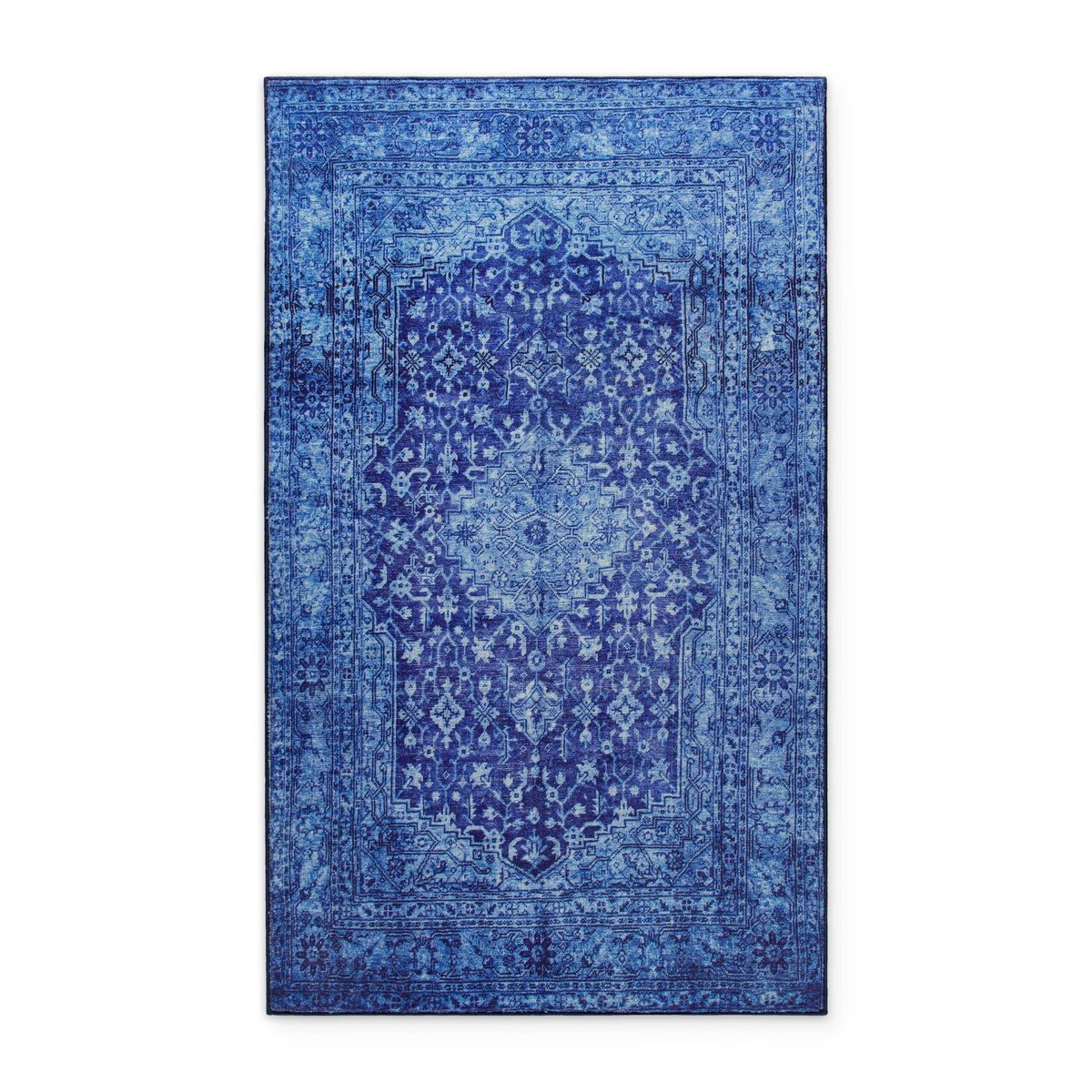 Tapis de bain WECONhome Ralph, design vintage oriental, dos TPE antidérapant, lavable 30 °C, certifié OEKO-TEX® , Ralph bleu multicolore, WECON HOME