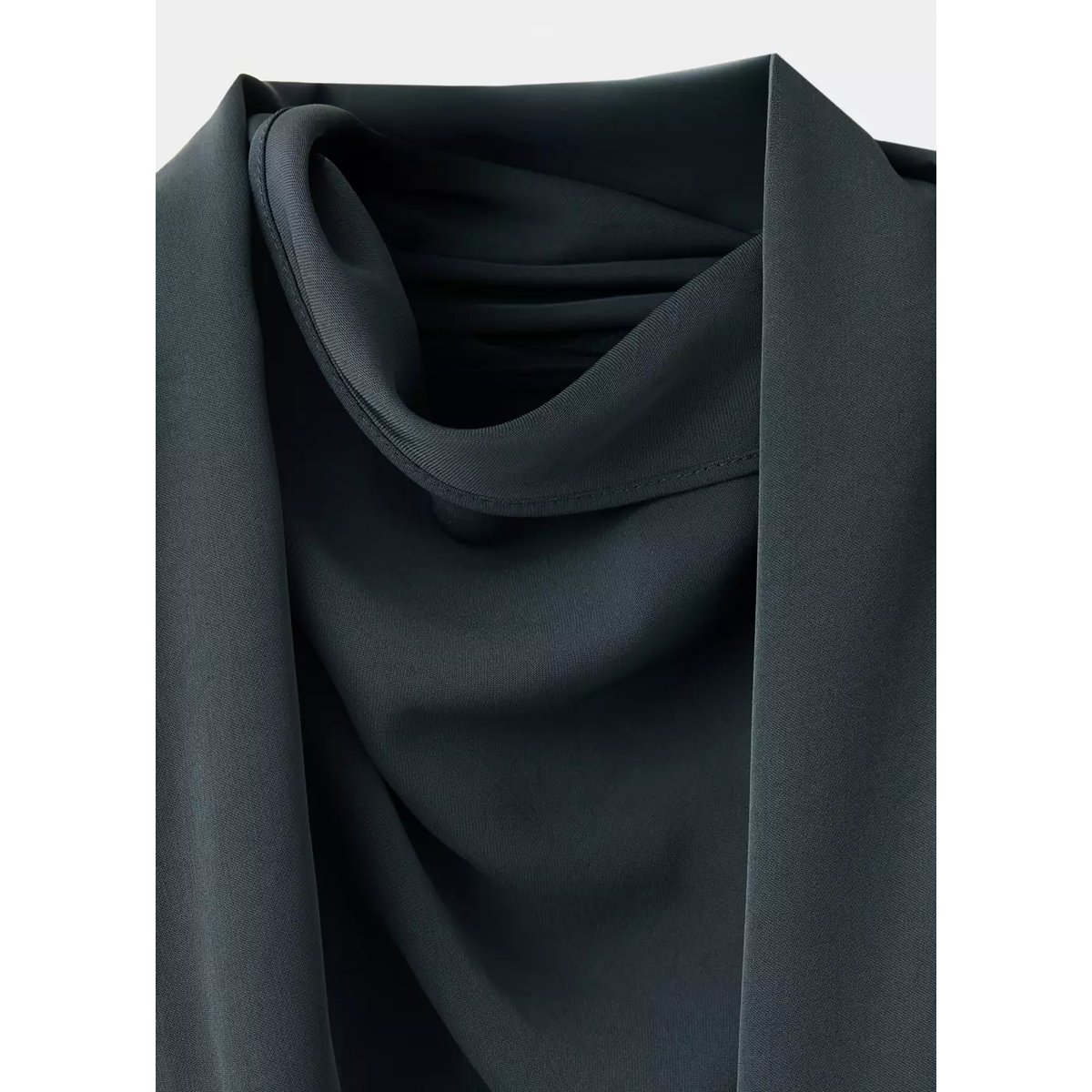 Robe col drapé avec foulard gris anthracite, MANGO