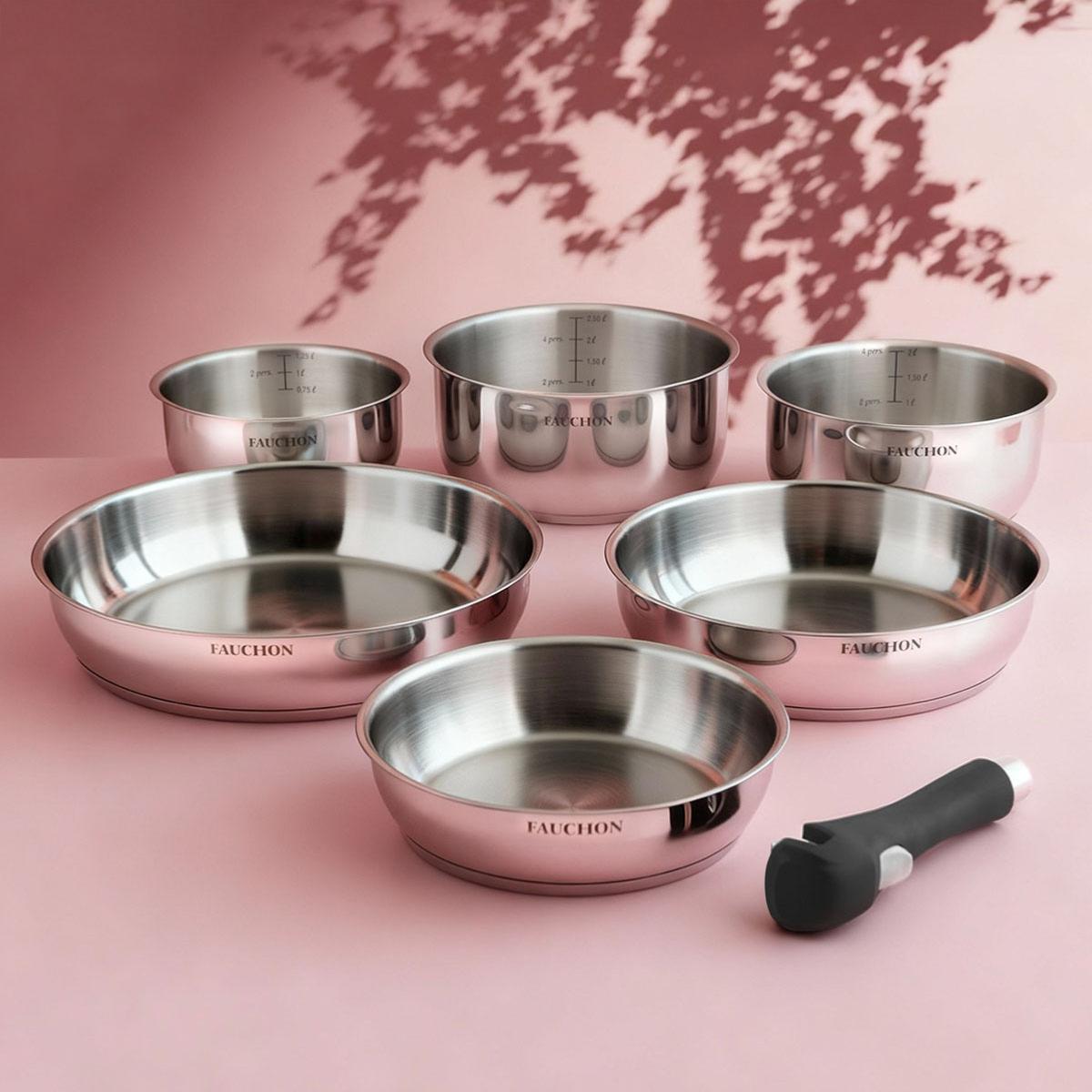 Set 7 pièces amovible inox 18/8 induction couleur unique, LAGUIOLE CUISSON