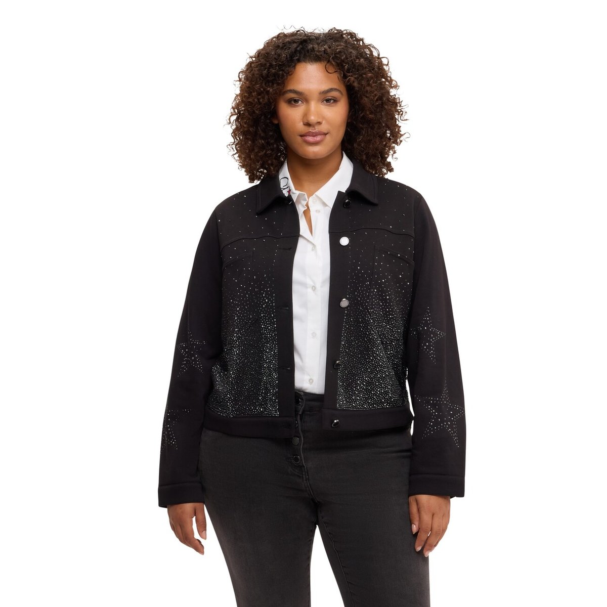 Sweat avec appliqués en forme d'étoile noir, FIORELLA RUBINO