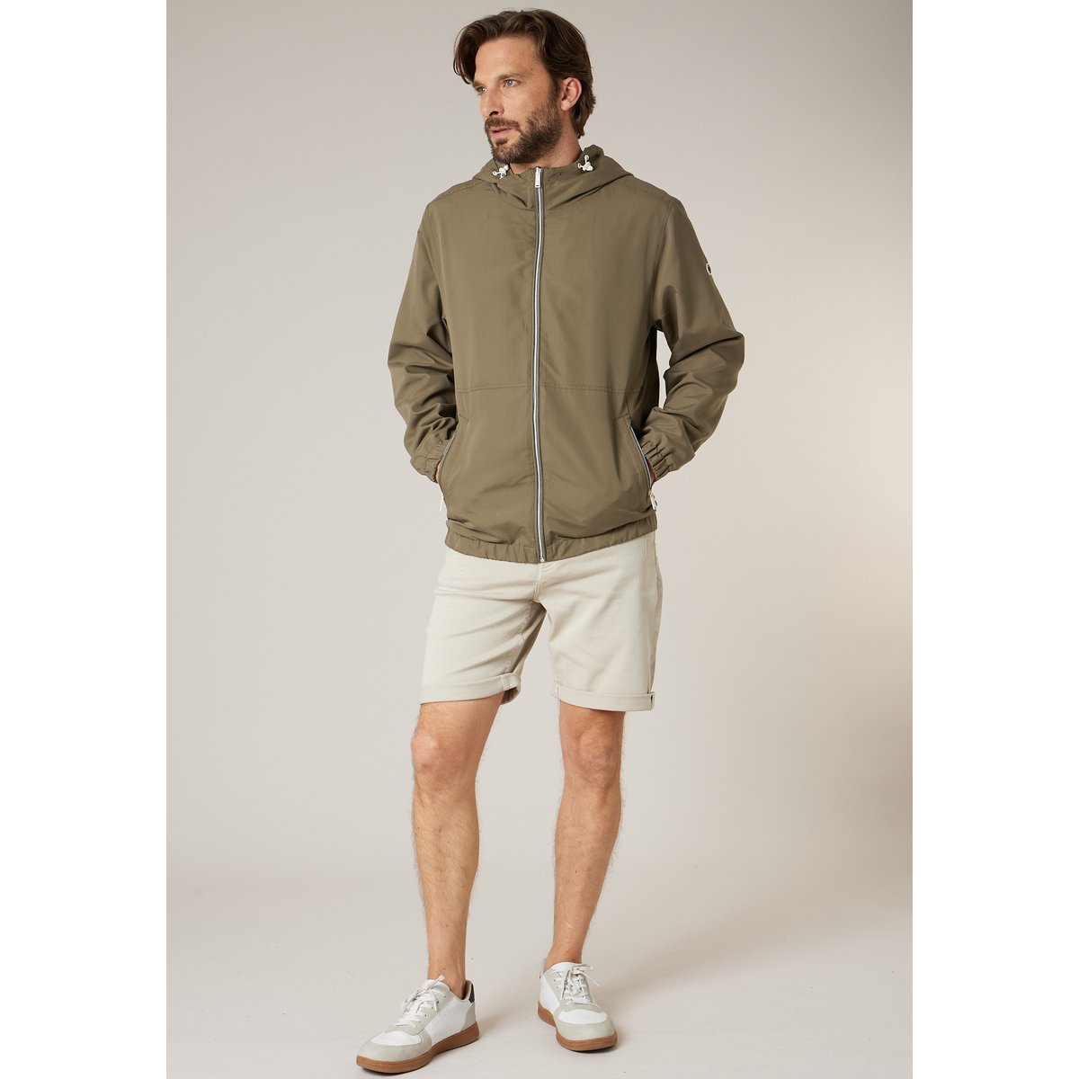Blouson à capuche homme urbain et léger ARTHUR light khaki, DEELUXE