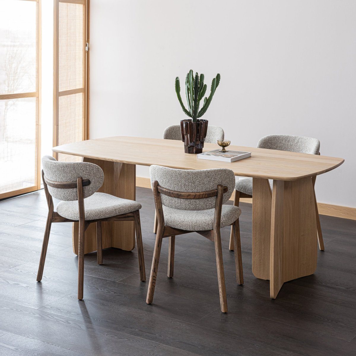 Lot de 2 chaises de table en polyester UDAR marron, WOOOD