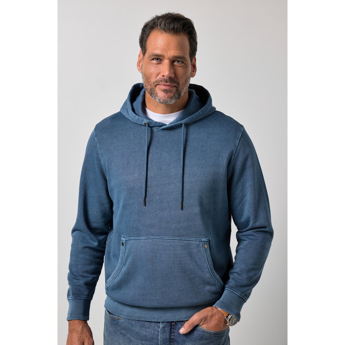 Sweat à capuche, look vintage, capuche bleu topaze, JP1880