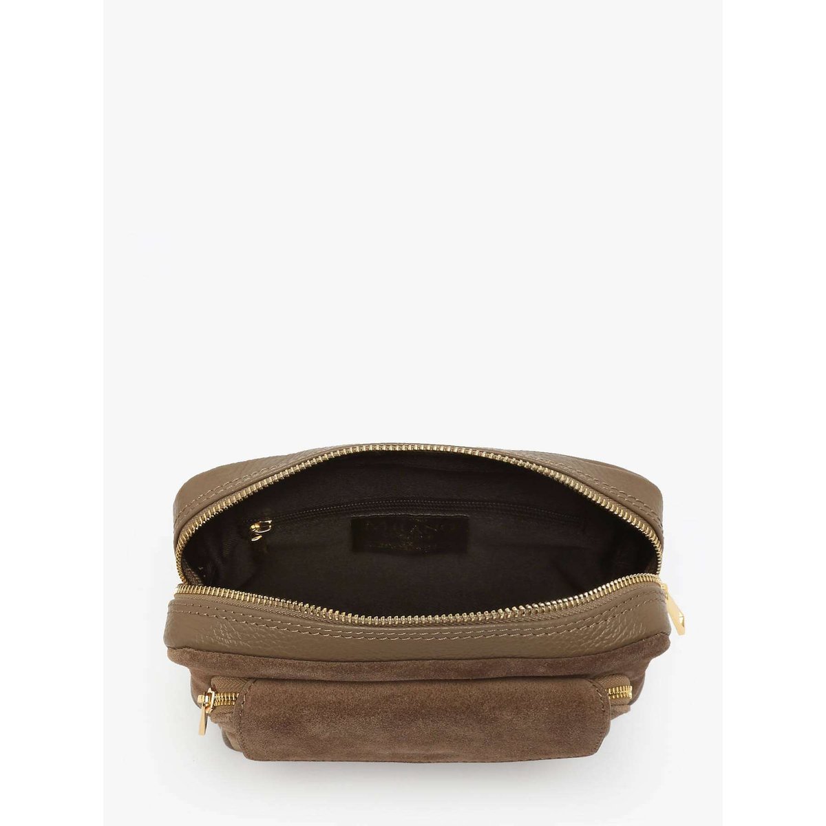Sac bandoulière Velvet caviar cuir taupe, MILANO