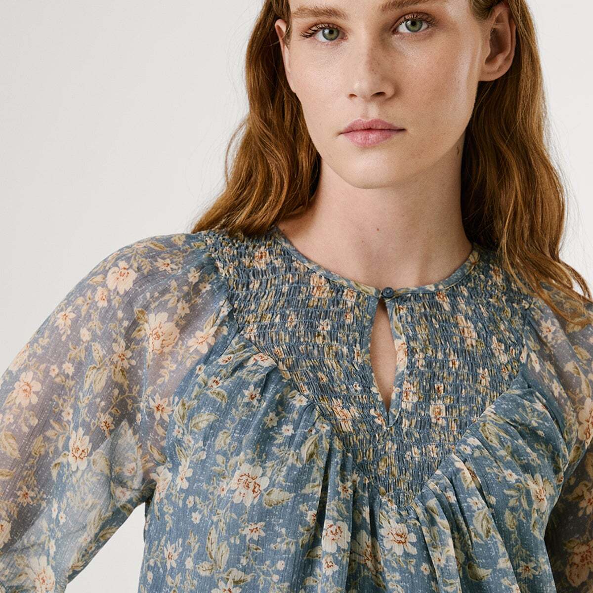 Blouse En Chiffon À Imprimé Floral bleu, PEPE JEANS
