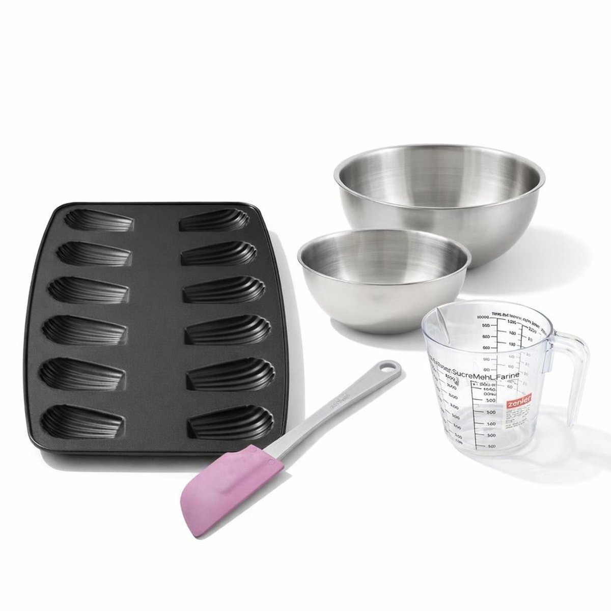 Set de 5 ustensiles de pâtisserie moule à gâteaux 2 bols spatule noir, ZENKER
