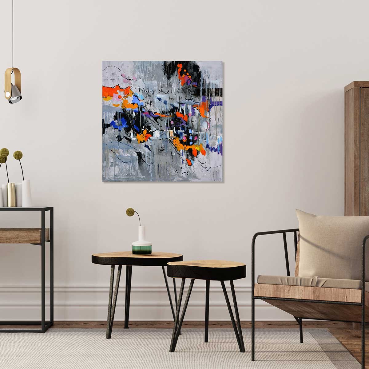 Tableau abstraite city tableau alu dibond, HEXOA