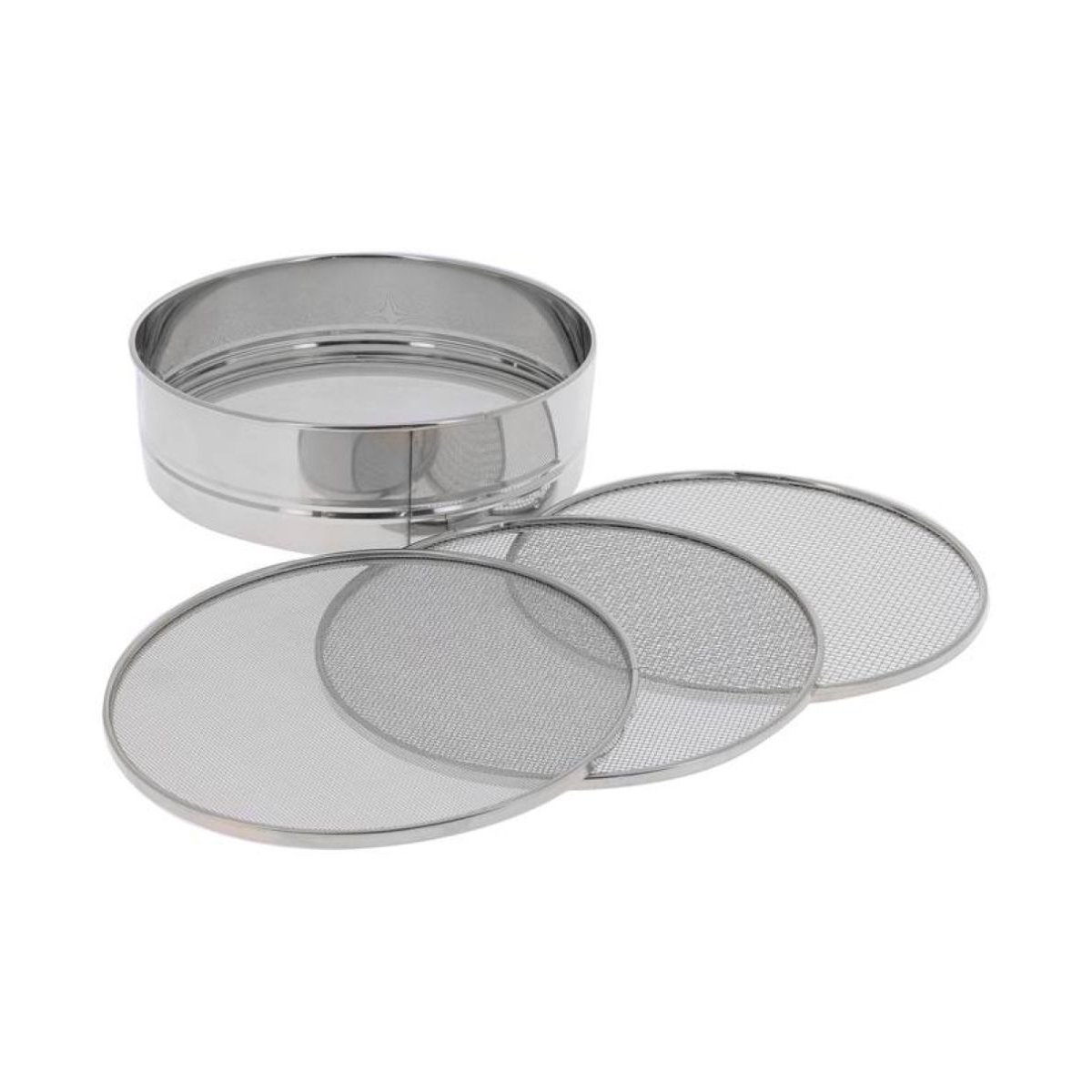 Tamis en inox avec 4 mailles interchangeables d20 cm gris, DE BUYER