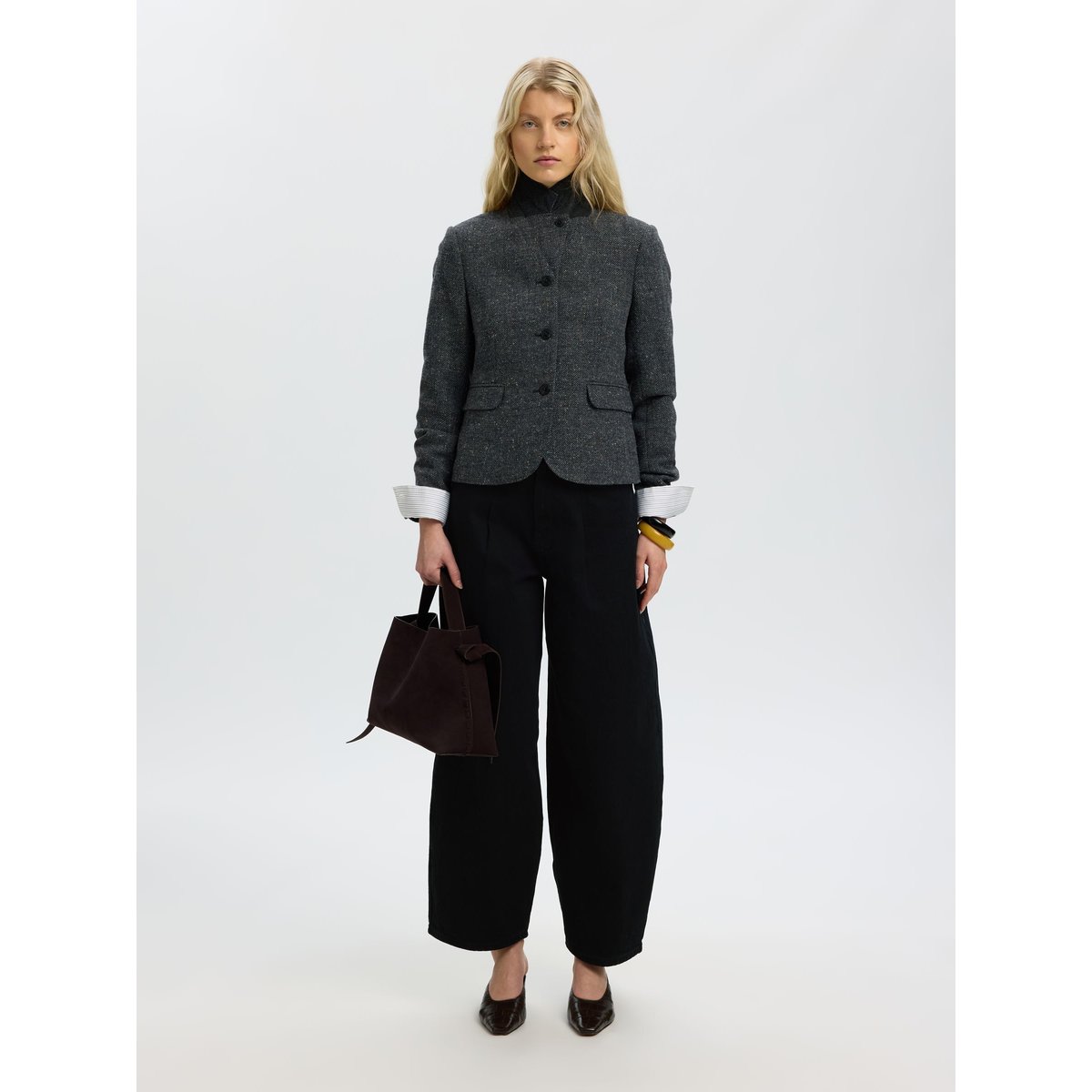 Jeans Barrel noir - black denim1, SELECTED